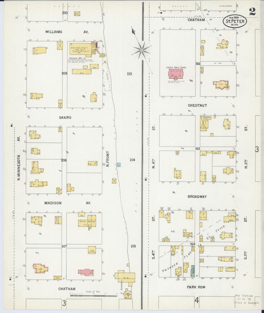 Sanborn Fire Insurance Map from Saint Peter, Nicollet County, Minnesota (1900), Sheet #0002 - Historic Sanborn Fire Insurance Map Print, vintage old map wall art, antique decor, genealogy gift, Minnesota Minnesota map