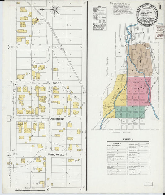 Sanborn Fire Insurance Map from Georgetown, Clear Creek County, Colorado (1900), Sheet #0001 - Complete Map Set gallery image, historic Sanborn map, vintage wall art, Colorado Colorado