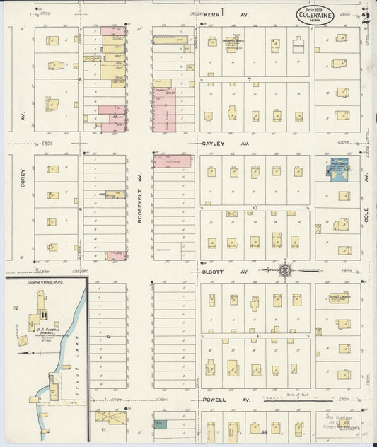 Sanborn Fire Insurance Map from Coleraine, Itasca County, Minnesota (1909), Sheet #0002 - Historic Sanborn Fire Insurance Map Print, vintage old map wall art, antique decor, genealogy gift, Minnesota Minnesota map