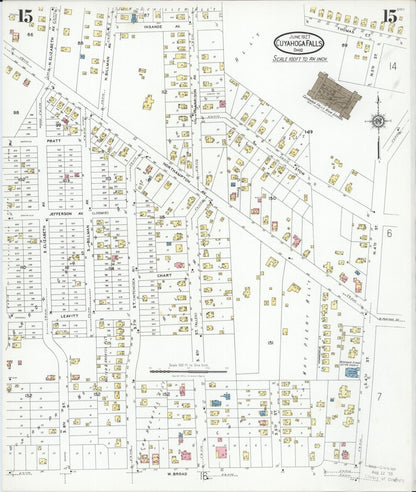 Sanborn Fire Insurance Map from Cuyahoga Falls, Summit County, Ohio (1927), Sheet #0015 - Historic Sanborn Fire Insurance Map Print, vintage old map wall art, antique decor, genealogy gift, Ohio Ohio map