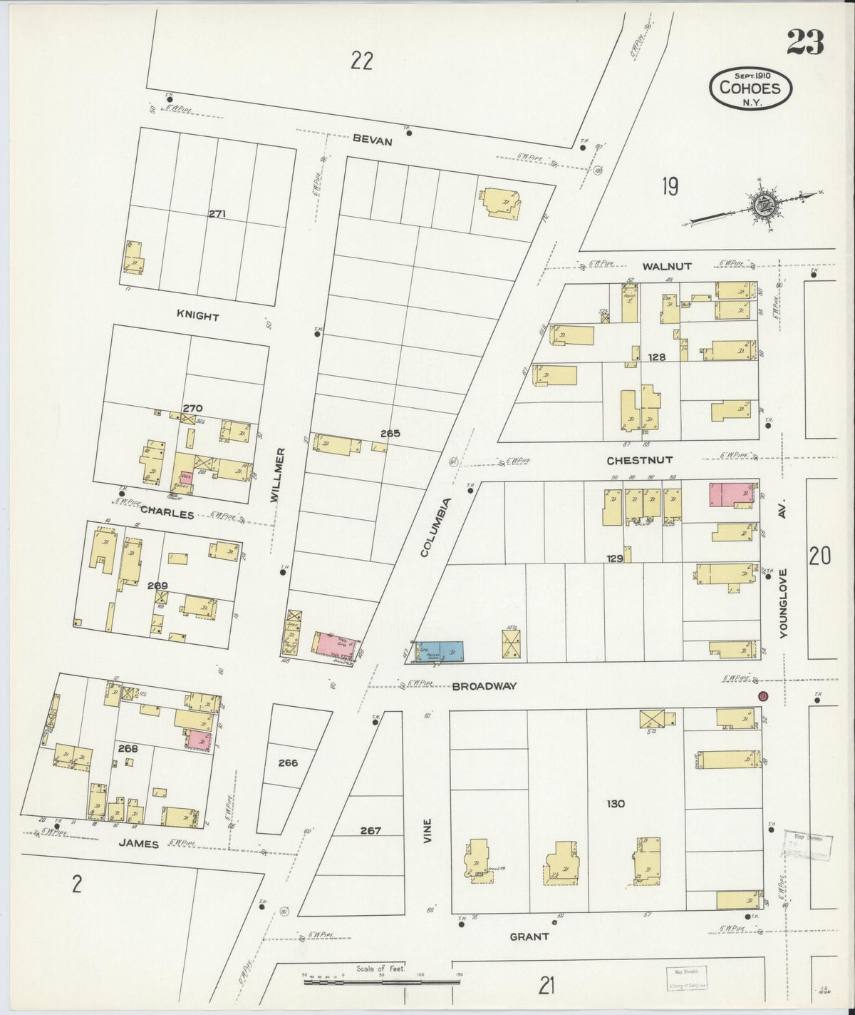 Sanborn Fire Insurance Map from Cohoes, Albany County, New York (1910), Sheet #0023 - Complete Map Set gallery image, historic Sanborn map, vintage wall art, New York New York