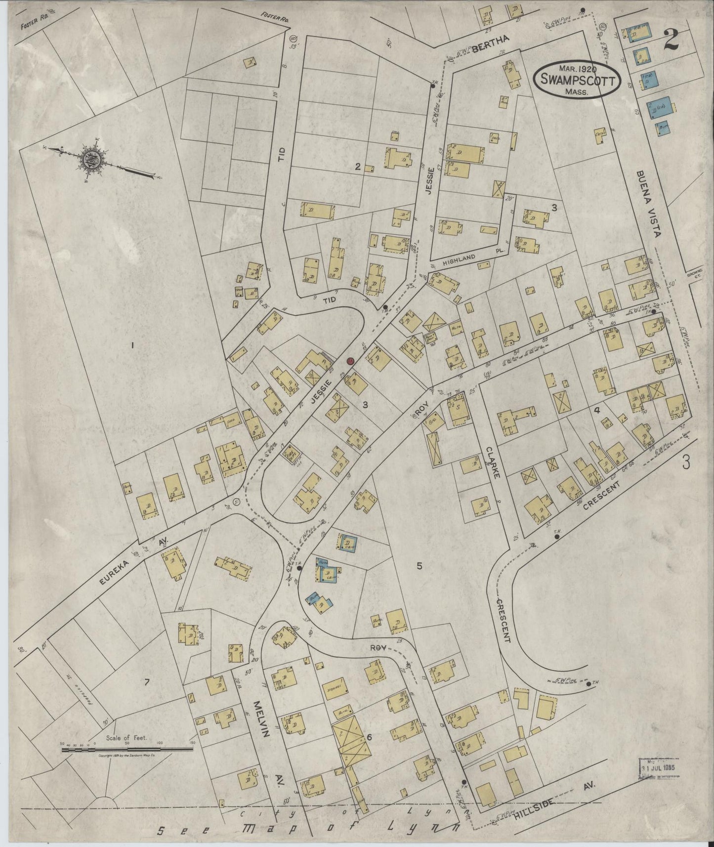 Sanborn Fire Insurance Map from Swampscott, Essex County, Massachusetts (1920), Sheet #0002 - Complete Map Set gallery image, historic Sanborn map, vintage wall art, Massachusetts Massachusetts