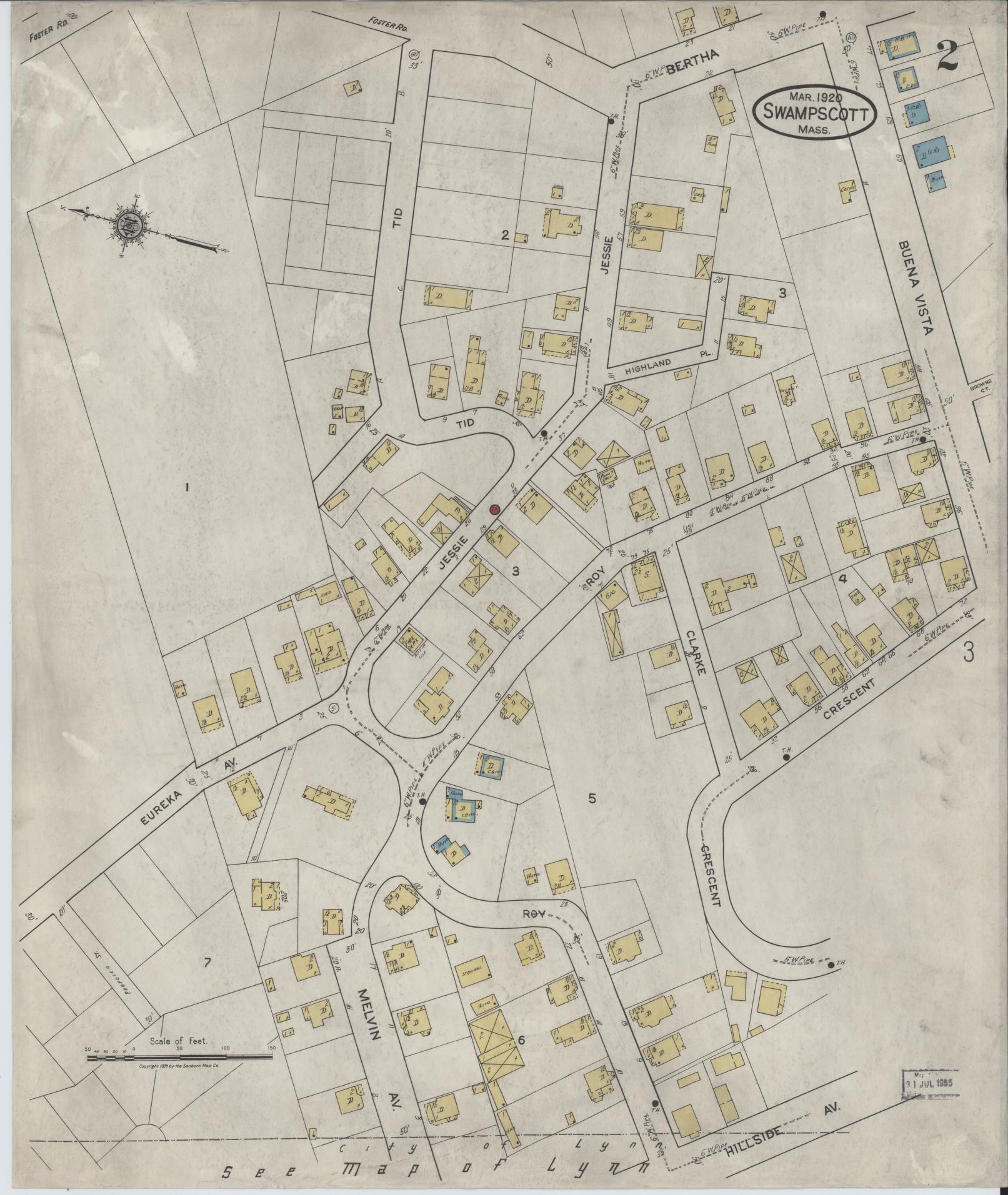 Sanborn Fire Insurance Map from Swampscott, Essex County, Massachusetts (1920), Sheet #0002 - Complete Map Set gallery image, historic Sanborn map, vintage wall art, Massachusetts Massachusetts