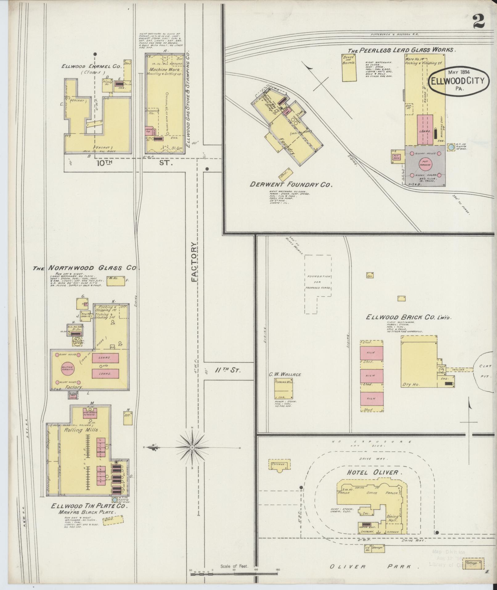 Sanborn Fire Insurance Map from Ellwood City, Lawrence County, Pennsylvania (1894), Sheet #0002 - Historic Sanborn Fire Insurance Map Print, vintage old map wall art, antique decor, genealogy gift, Pennsylvania Pennsylvania map