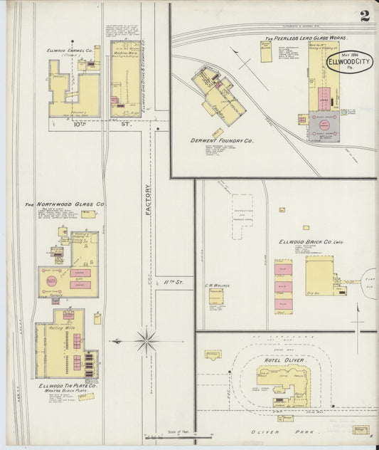 Sanborn Fire Insurance Map from Ellwood City, Lawrence County, Pennsylvania (1894), Sheet #0002 - Historic Sanborn Fire Insurance Map Print, vintage old map wall art, antique decor, genealogy gift, Pennsylvania Pennsylvania map
