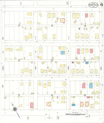 Sanborn Fire Insurance Map from Idaho Falls, Bonneville County, Idaho (1921), Sheet #0006 - Complete Map Set gallery image, historic Sanborn map, vintage wall art, Idaho Idaho