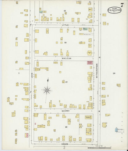 Sanborn Fire Insurance Map from Princeton, Mercer County, New Jersey (1895), Sheet #0007 - Complete Map Set gallery image, historic Sanborn map, vintage wall art, New Jersey New Jersey