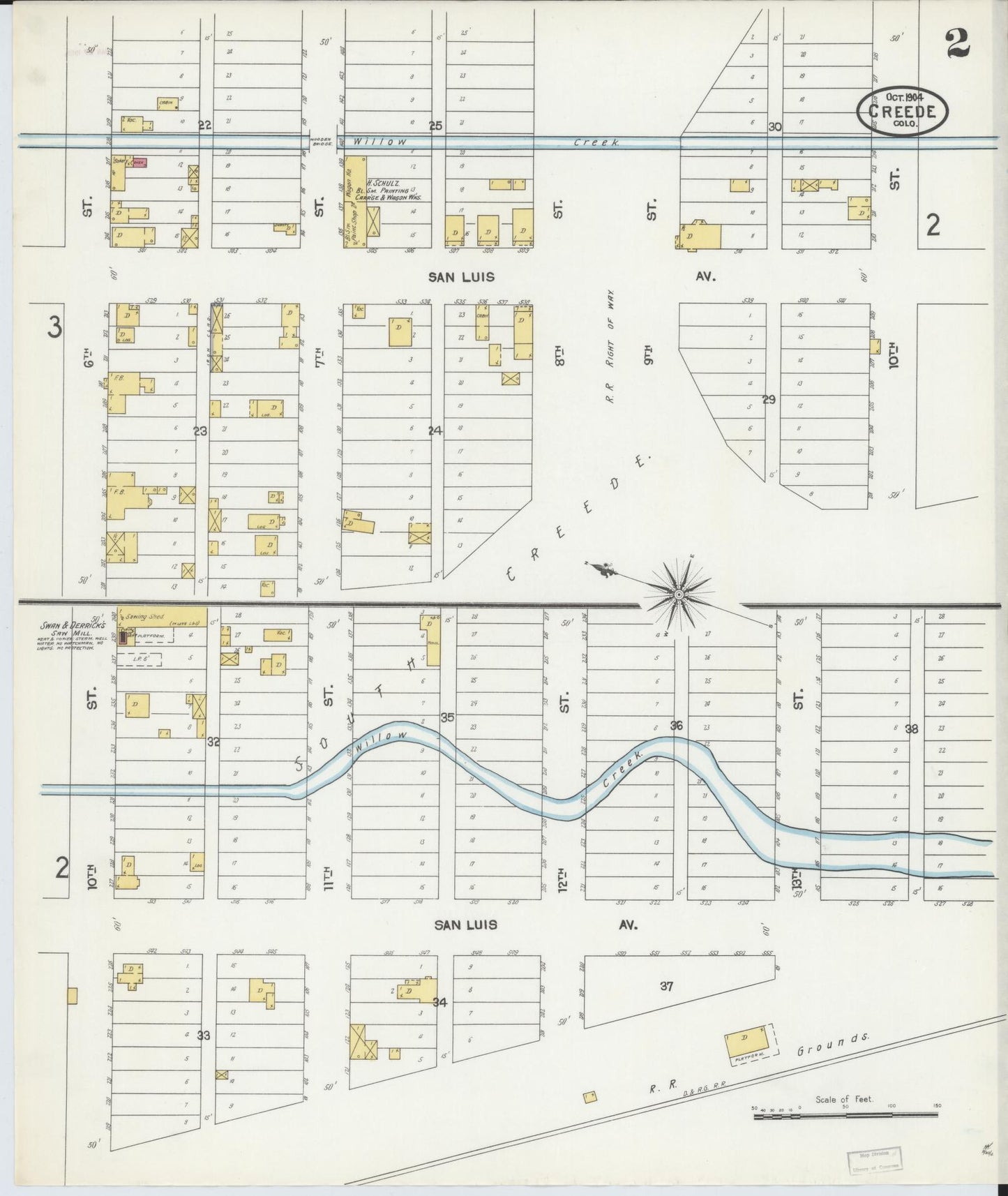 Sanborn Fire Insurance Map from Creede, Mineral County, Colorado (1904), Sheet #0002 - Historic Sanborn Fire Insurance Map Print, vintage old map wall art, antique decor, genealogy gift, Colorado Colorado map