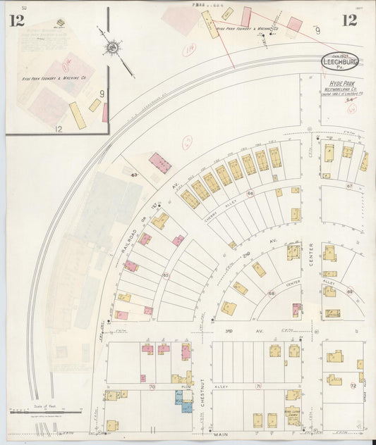 Sanborn Fire Insurance Map from Leechburg, Armstrong County, Pennsylvania (1943), Sheet #0012 - Historic Sanborn Fire Insurance Map Print, vintage old map wall art, antique decor, genealogy gift, Pennsylvania Pennsylvania map