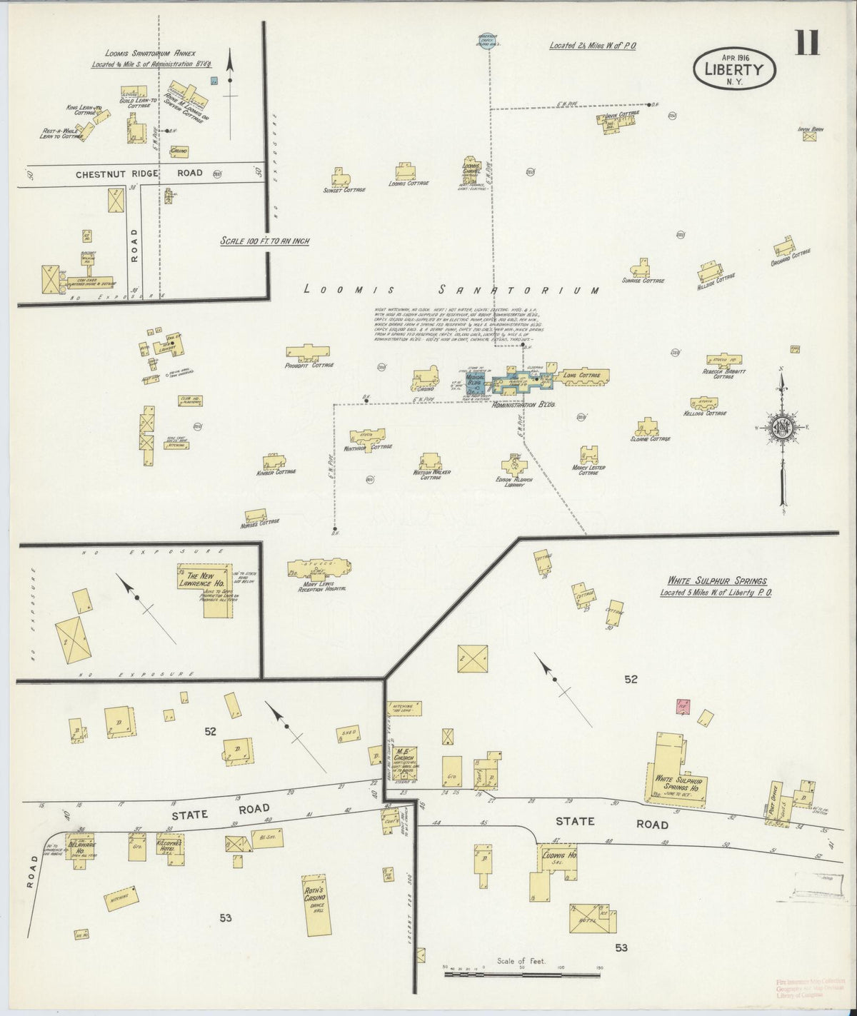 Sanborn Fire Insurance Map from Liberty, Sullivan County, New York (1916), Sheet #0011 - Complete Map Set gallery image, historic Sanborn map, vintage wall art, New York New York