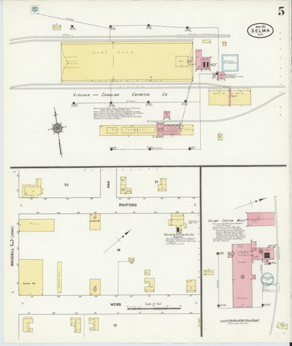 Sanborn Fire Insurance Map from Selma, Johnston County, North Carolina (1911), Sheet #0005 - Complete Map Set gallery image, historic Sanborn map, vintage wall art, North Carolina North Carolina