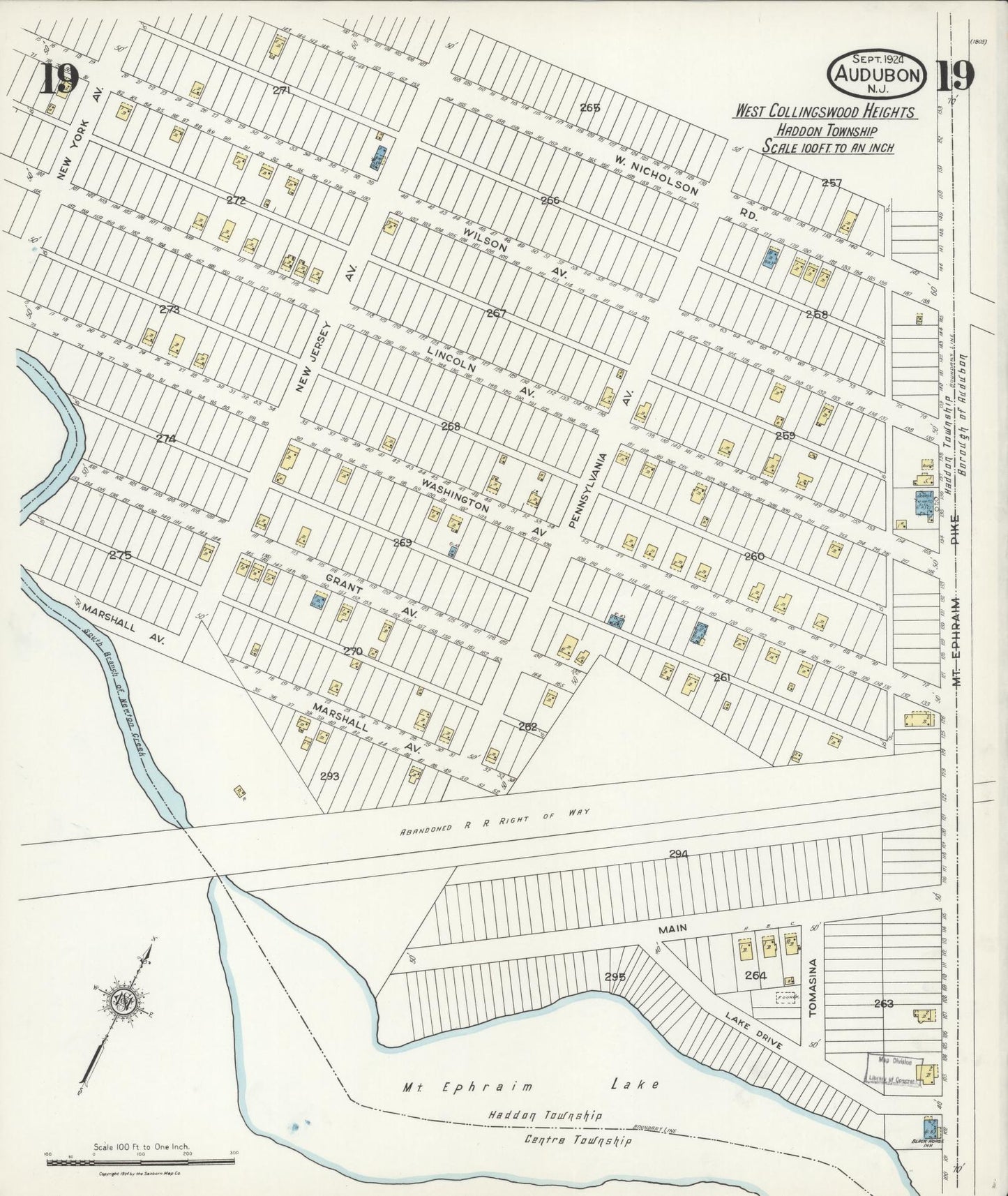 Sanborn Fire Insurance Map from Audubon, Camden County, New Jersey (1924), Sheet #0019 - Complete Map Set gallery image, historic Sanborn map, vintage wall art, New Jersey New Jersey