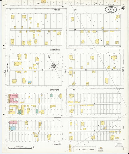 Sanborn Fire Insurance Map from Hays, Ellis County, Kansas (1905), Sheet #0004 - Complete Map Set gallery image, historic Sanborn map, vintage wall art, Kansas Kansas