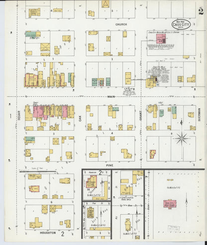 Sanborn Fire Insurance Map from Cass City, Tuscola County, Michigan (1900), Sheet #0002 - Complete Map Set gallery image, historic Sanborn map, vintage wall art, Michigan Michigan