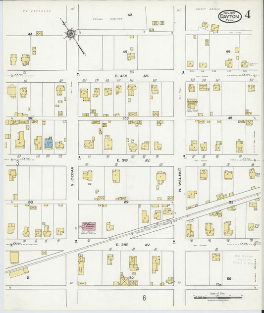 Sanborn Fire Insurance Map from Dayton, Rhea County, Tennessee (1920), Sheet #0004 - Historic Sanborn Fire Insurance Map Print, vintage old map wall art, antique decor, genealogy gift, Tennessee Tennessee map