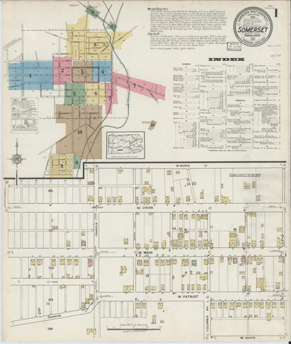 Sanborn Fire Insurance Map from Somerset, Somerset County, Pennsylvania (1917), Sheet #0001 - Complete Map Set gallery image, historic Sanborn map, vintage wall art, Pennsylvania Pennsylvania