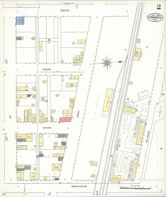 Sanborn Fire Insurance Map from Kennewick, Benton County, Washington (1909), Sheet #0006 - Historic Sanborn Fire Insurance Map Print, vintage old map wall art, antique decor, genealogy gift, Washington Washington map