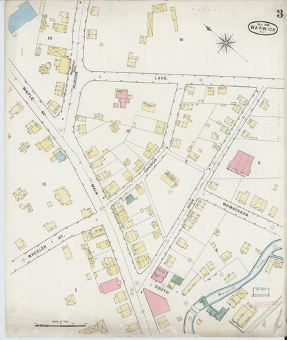 Sanborn Fire Insurance Map from Warwick, Orange County, New York (1894), Sheet #0003 - Complete Map Set gallery image, historic Sanborn map, vintage wall art, New York New York