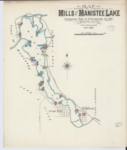 Sanborn Fire Insurance Map from Manistee, Manistee County, Michigan (1883), Sheet #0002 - Historic Sanborn Fire Insurance Map Print, vintage old map wall art, antique decor, genealogy gift, Michigan Michigan map