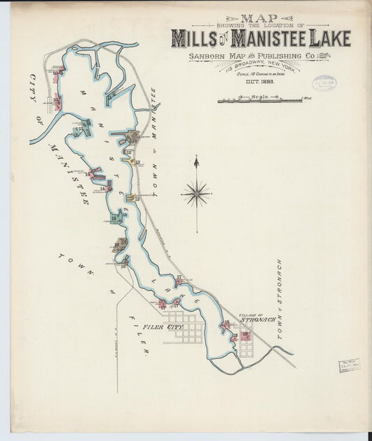 Sanborn Fire Insurance Map from Manistee, Manistee County, Michigan (1883), Sheet #0002 - Historic Sanborn Fire Insurance Map Print, vintage old map wall art, antique decor, genealogy gift, Michigan Michigan map