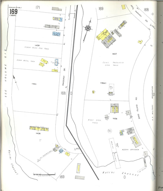 Sanborn Fire Insurance Map from Honolulu, Oahu County, Hawaii (1955), Sheet #0169 - Historic Sanborn Fire Insurance Map Print, vintage old map wall art