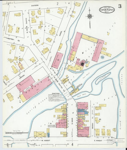 Sanborn Fire Insurance Map from Eaton Rapids, Eaton County, Michigan (1918), Sheet #0003 - Historic Sanborn Fire Insurance Map Print, vintage old map wall art, antique decor, genealogy gift, Michigan Michigan map
