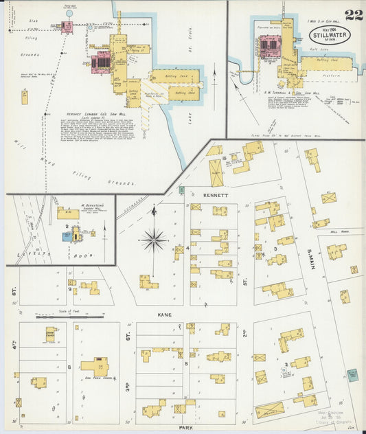 Sanborn Fire Insurance Map from Stillwater, Washington County, Minnesota (1904), Sheet #0022 - Historic Sanborn Fire Insurance Map Print, vintage old map wall art, antique decor, genealogy gift, Minnesota Minnesota map