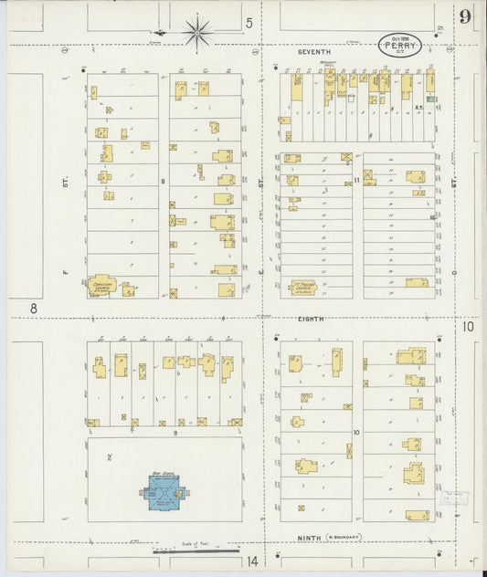 Sanborn Fire Insurance Map from Perry, Noble County, Oklahoma (1898), Sheet #0009 - Historic Sanborn Fire Insurance Map Print, vintage old map wall art, antique decor, genealogy gift, Oklahoma Oklahoma map