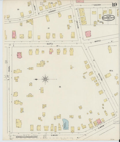 Sanborn Fire Insurance Map from New Britain, Hartford County, Connecticut (1895), Sheet #0019 - Complete Map Set gallery image, historic Sanborn map, vintage wall art, Connecticut Connecticut