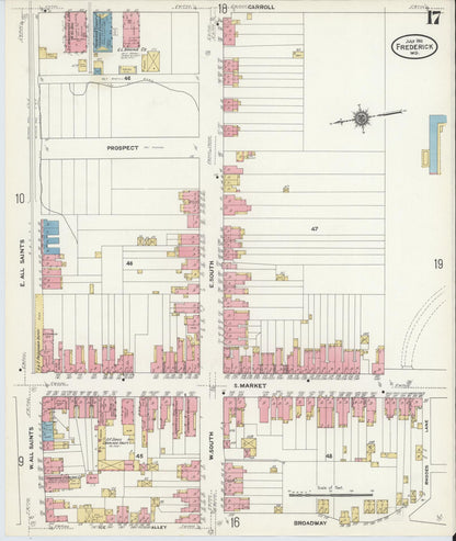 Sanborn Fire Insurance Map from Frederick, Frederick County, Maryland (1911), Sheet #0017 - Complete Map Set gallery image, historic Sanborn map, vintage wall art, Maryland Maryland