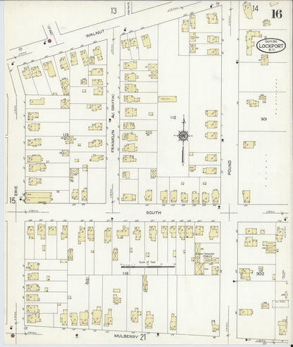 Sanborn Fire Insurance Map from Lockport, Niagara County, New York (1914), Sheet #0016 - Complete Map Set gallery image, historic Sanborn map, vintage wall art, New York New York