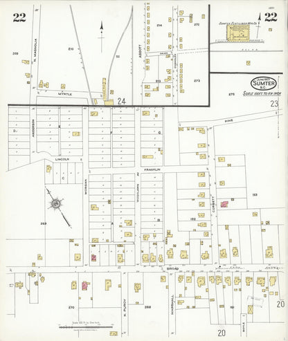 Sanborn Fire Insurance Map from Sumter, Sumter County, South Carolina (1923), Sheet #0022 - Complete Map Set gallery image, historic Sanborn map, vintage wall art, South Carolina South Carolina