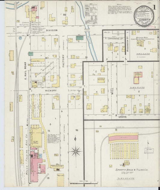 Sanborn Fire Insurance Map from Sparta, Kent County, Michigan (1894), Sheet #0001 - Historic Sanborn Fire Insurance Map Print, vintage old map wall art, antique decor, genealogy gift, Michigan Michigan map