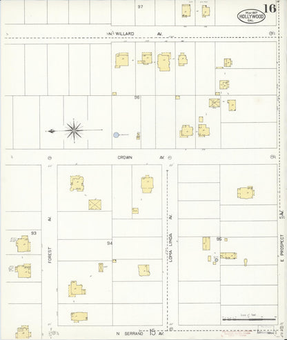 Sanborn Fire Insurance Map from Hollywood, Los Angeles County, California (1907), Sheet #0016 - Complete Map Set gallery image, historic Sanborn map, vintage wall art, California California