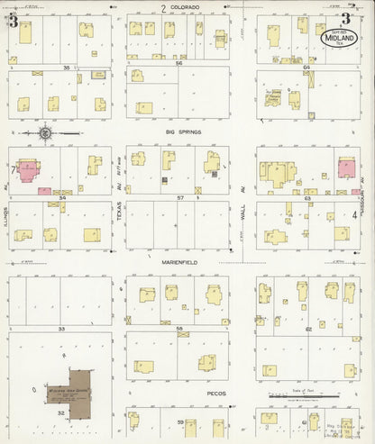 Sanborn Fire Insurance Map from Midland, Midland County, Texas (1925), Sheet #0003 - Complete Map Set gallery image, historic Sanborn map, vintage wall art, Texas Texas