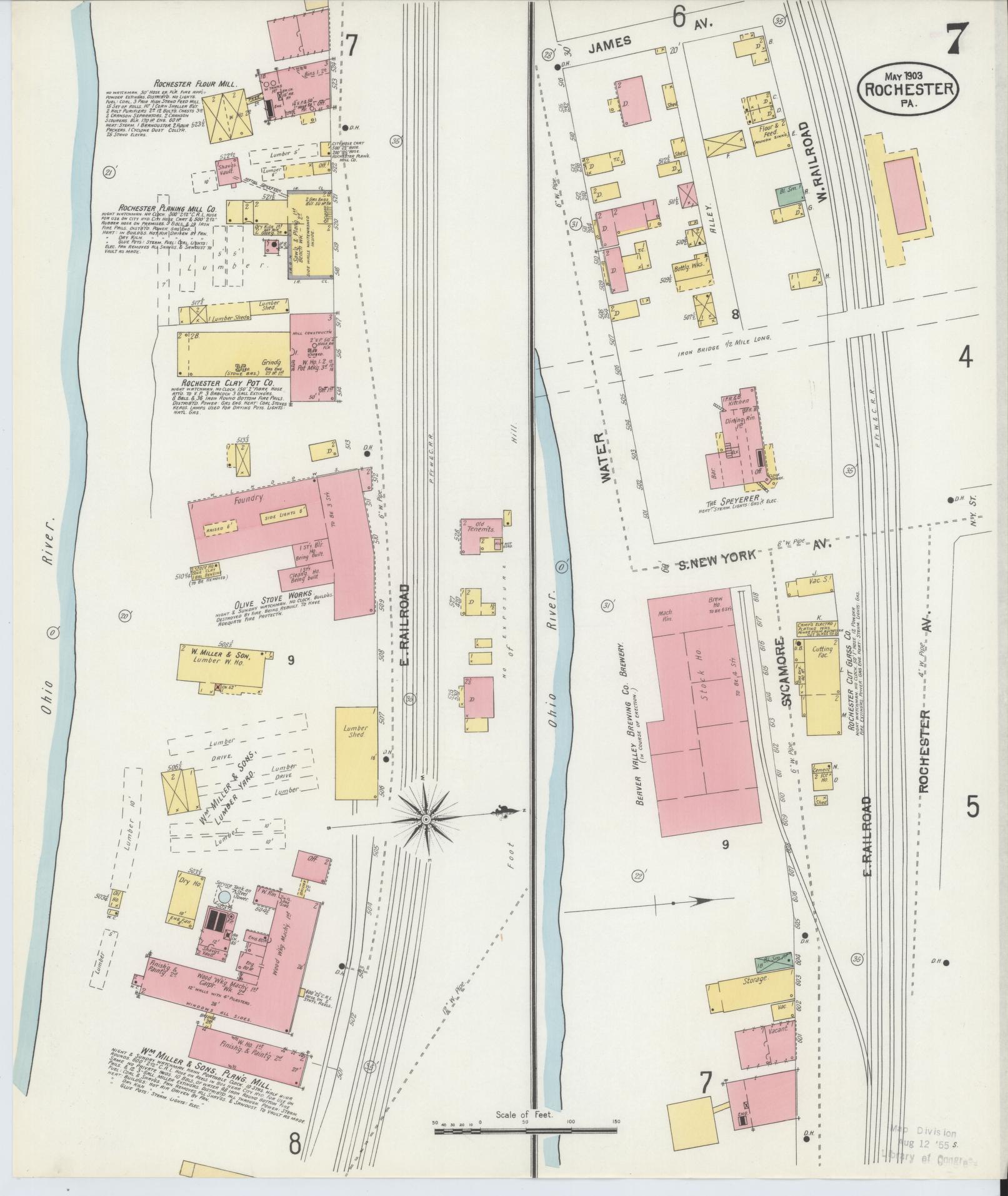 Sanborn Fire Insurance Map from Rochester, Beaver County, Pennsylvania (1903), Sheet #0007 - Complete Map Set gallery image, historic Sanborn map, vintage wall art, Pennsylvania Pennsylvania