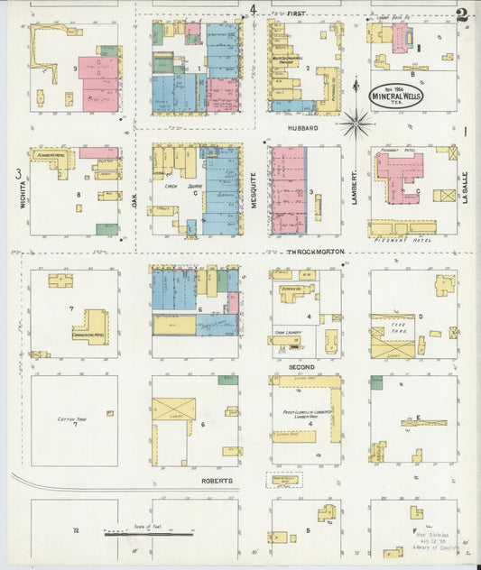 Sanborn Fire Insurance Map from Mineral Wells, Palo Pinto County, Texas (1904), Sheet #0002 - Historic Sanborn Fire Insurance Map Print, vintage old map wall art, antique decor, genealogy gift, Texas Texas map