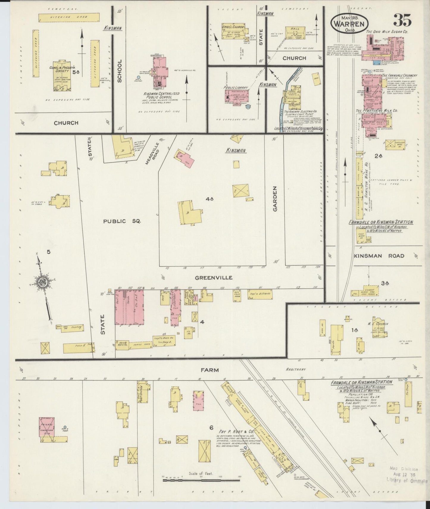 Sanborn Fire Insurance Map from Warren, Trumbull County, Ohio (1915), Sheet #0035 - Complete Map Set gallery image, historic Sanborn map, vintage wall art, Ohio Ohio