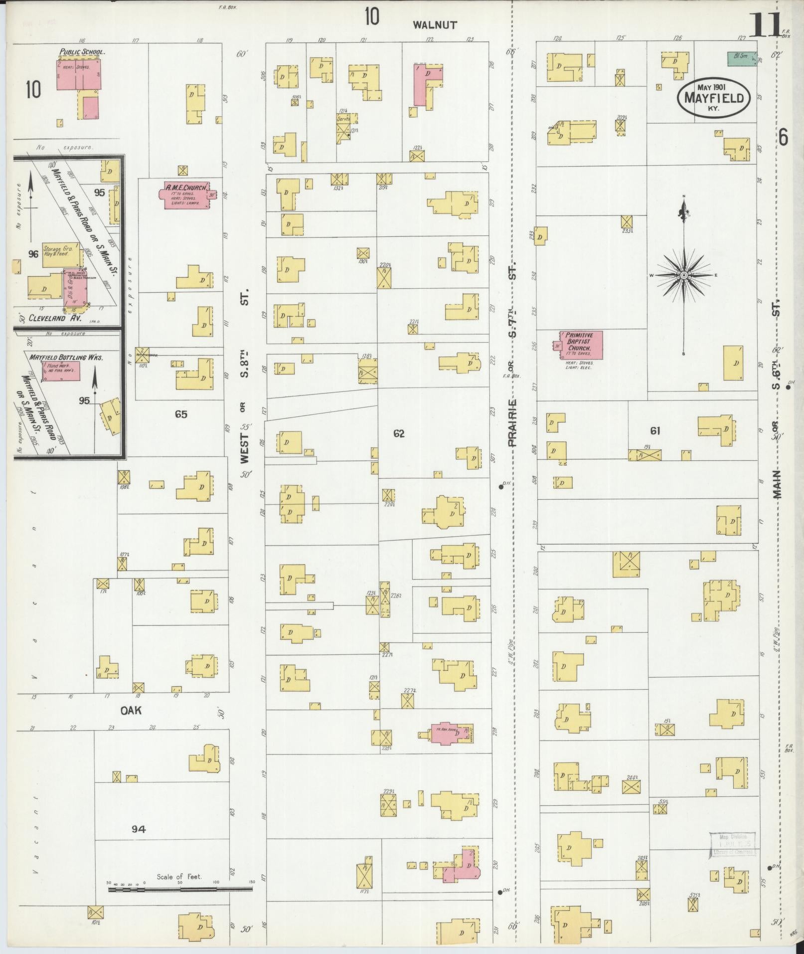 Sanborn Fire Insurance Map from Mayfield, Graves County, Kentucky (1901), Sheet #0011 - Historic Sanborn Fire Insurance Map Print, vintage old map wall art, antique decor, genealogy gift, Kentucky Kentucky map