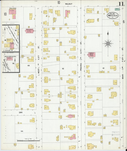 Sanborn Fire Insurance Map from Mayfield, Graves County, Kentucky (1901), Sheet #0011 - Historic Sanborn Fire Insurance Map Print, vintage old map wall art, antique decor, genealogy gift, Kentucky Kentucky map