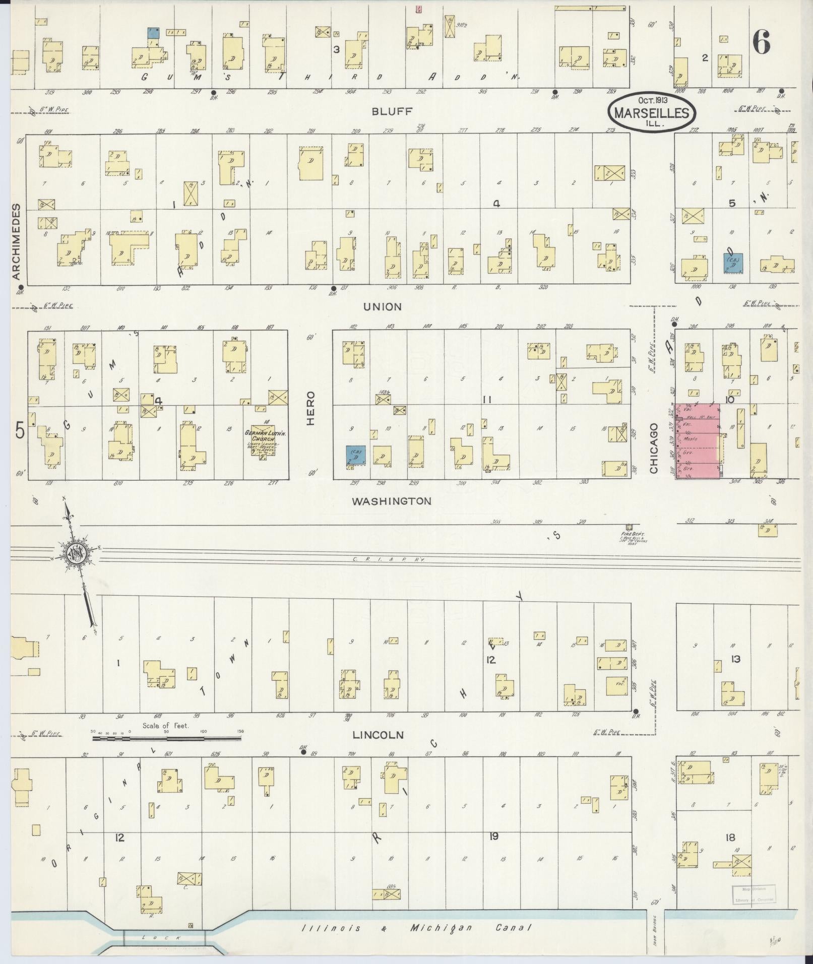 Sanborn Fire Insurance Map from Marseilles, La Salle County, Illinois (1913), Sheet #0006 - Complete Map Set gallery image, historic Sanborn map, vintage wall art, Illinois Illinois