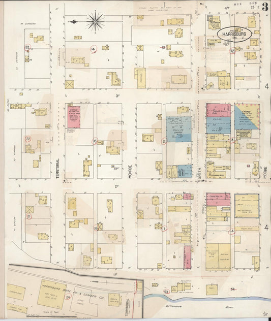 Sanborn Fire Insurance Map from Harrisburg, Linn County, Oregon (1931), Sheet #0003 - Historic Sanborn Fire Insurance Map Print, vintage old map wall art, antique decor, genealogy gift, Oregon Oregon map