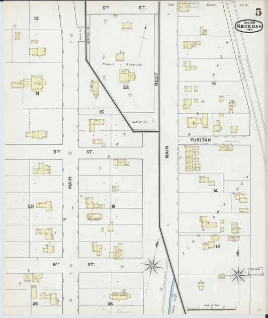Sanborn Fire Insurance Map from Necedah, Juneau County, Wisconsin (1891), Sheet #0005 - Historic Sanborn Fire Insurance Map Print, vintage old map wall art, antique decor, genealogy gift, Wisconsin Wisconsin map