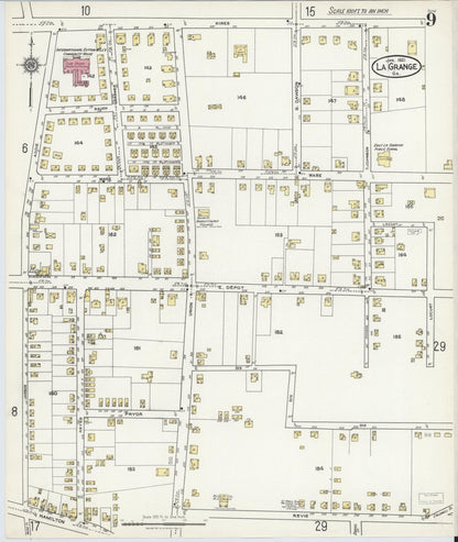 Sanborn Fire Insurance Map from La Grange, Troup County, Georgia (1921), Sheet #0009 - Complete Map Set gallery image, historic Sanborn map, vintage wall art, Georgia Georgia