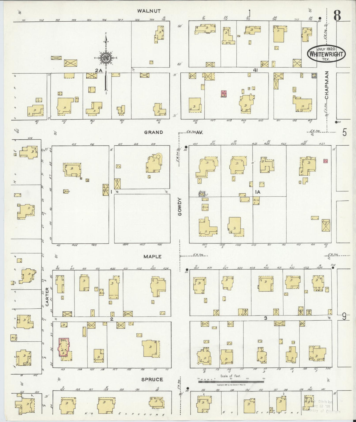 Sanborn Fire Insurance Map from Whitewright, Grayson County, Texas (1920), Sheet #0008 - Complete Map Set gallery image, historic Sanborn map, vintage wall art, Texas Texas