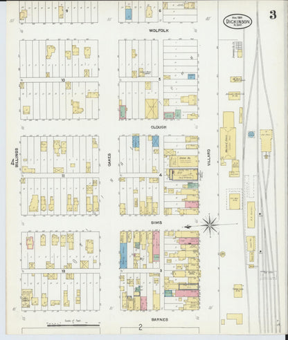 Sanborn Fire Insurance Map from Dickinson, Stark County, North Dakota (1904), Sheet #0003 - Complete Map Set gallery image, historic Sanborn map, vintage wall art, North Dakota North Dakota
