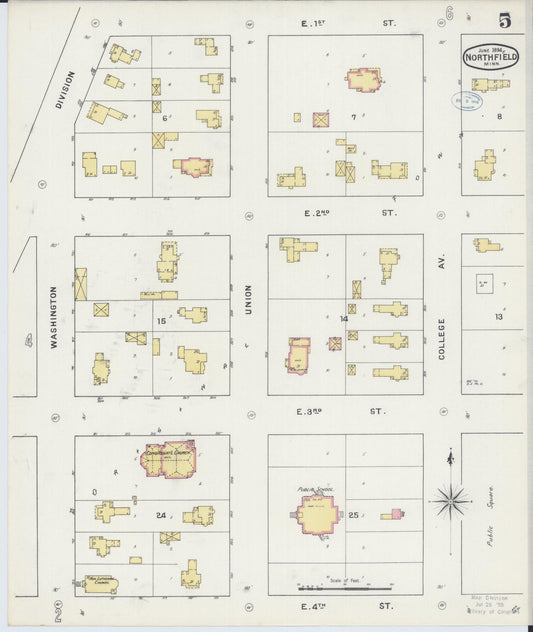 Sanborn Fire Insurance Map from Northfield, Rice County, Minnesota (1894), Sheet #0005 - Historic Sanborn Fire Insurance Map Print, vintage old map wall art, antique decor, genealogy gift, Minnesota Minnesota map