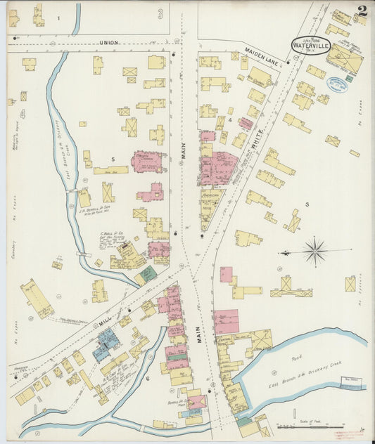 Sanborn Fire Insurance Map from Waterville, Oneida County, New York (1894), Sheet #0002 - Historic Sanborn Fire Insurance Map Print, vintage old map wall art, antique decor, genealogy gift, New York New York map