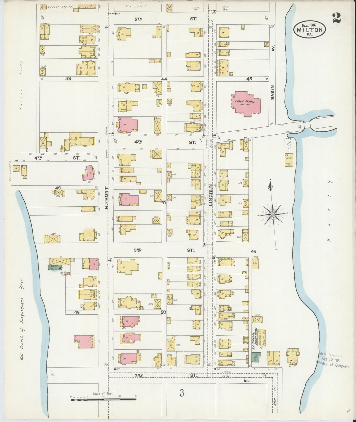 Sanborn Fire Insurance Map from Milton, Northumberland County, Pennsylvania (1906), Sheet #0002 - Complete Map Set gallery image, historic Sanborn map, vintage wall art, Pennsylvania Pennsylvania