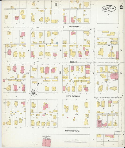 Sanborn Fire Insurance Map from Louisiana, Pike County, Missouri (1902), Sheet #0002 - Historic Sanborn Fire Insurance Map Print, vintage old map wall art, antique decor, genealogy gift, Missouri Missouri map
